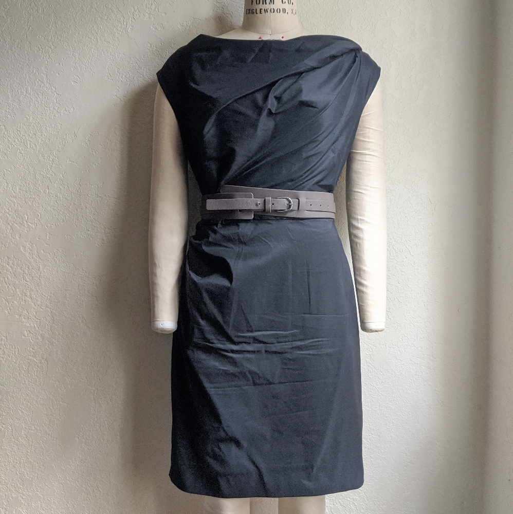 Draped Neck Dress w/Removable Belt
